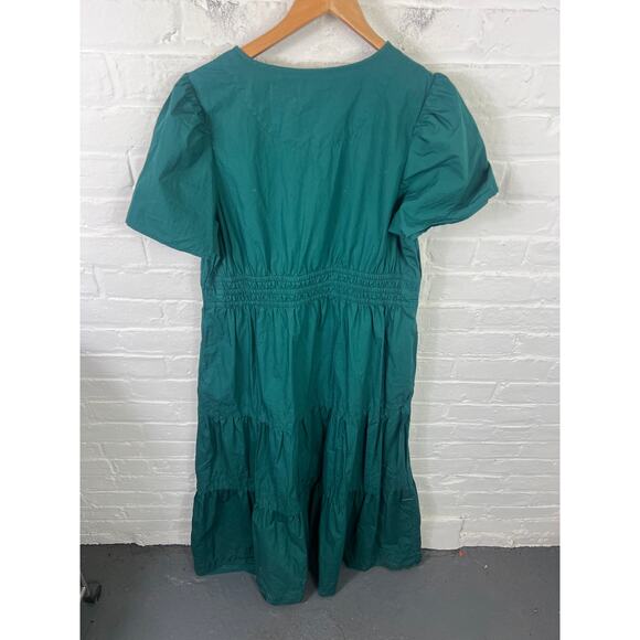 Quince Women's 100% Organic Cotton Poplin Tiered Maxi Dress Green Size L - Picture 6 of 9